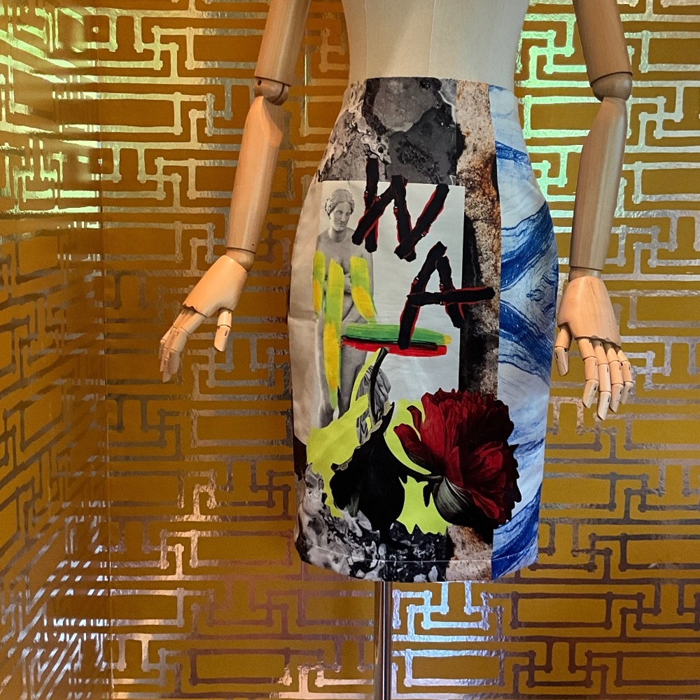 Luxury Label “Wonder Anatomie” Graphic Pencil Skirt